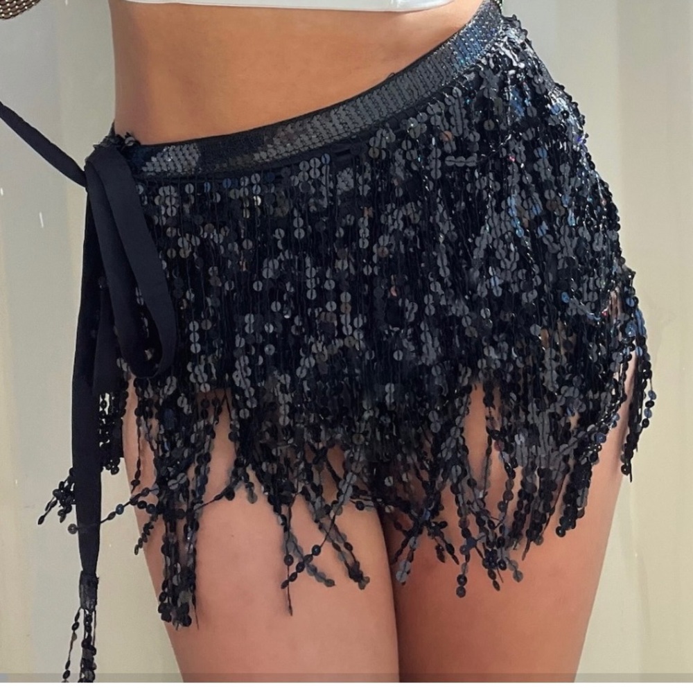 Silver Sequin Party Tie Skirt